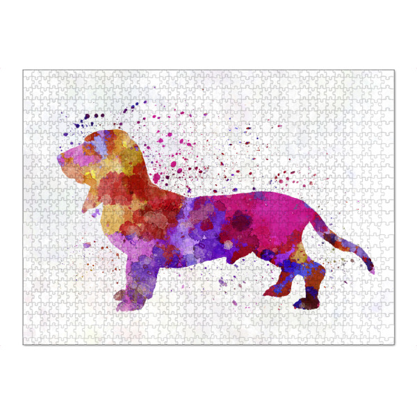 Puzzle Ravensburger "Blue Gascony Basset in watercolor" artboxONE - Tiere