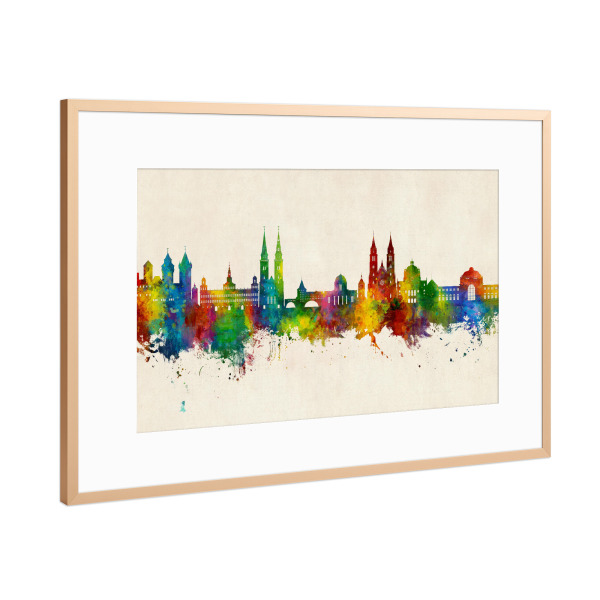 Poster mit Rahmen Kupfer "Nürnberg Germany Skyline Urban" artboxONE - Städte