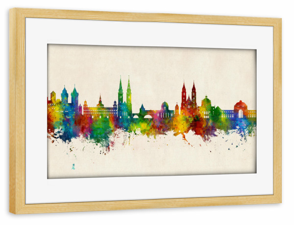 Poster mit Rahmen kiefer "Nürnberg Germany Skyline Urban" artboxONE - Städte