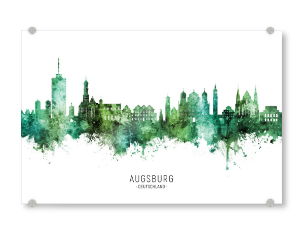 Acrylglasbild "Augsburg Skyline Green Name" artboxONE - Städte