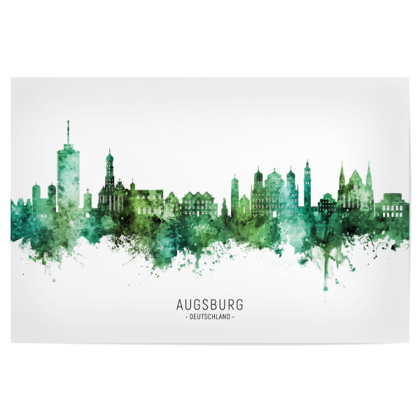 Poster 30x20 cm "Augsburg Skyline Green Name" artboxONE - Städte