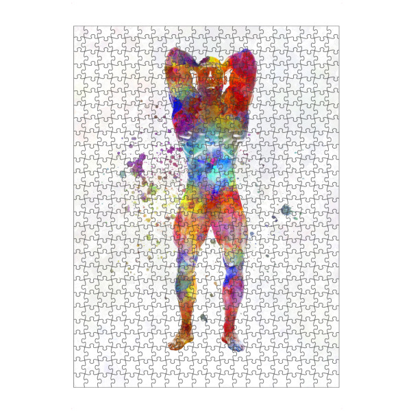 Puzzle Ravensburger "Bodybuilder in watercolor" artboxONE - Sport - Sport,Sports,Watercolor,Athlete,Bodybuilder,Bodybuilding,Weightlifter,Men,Man