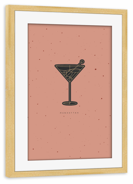 Poster mit Rahmen kiefer "Art deco Manhattan cocktail" artboxONE - Essen & Trinken / Alkohol