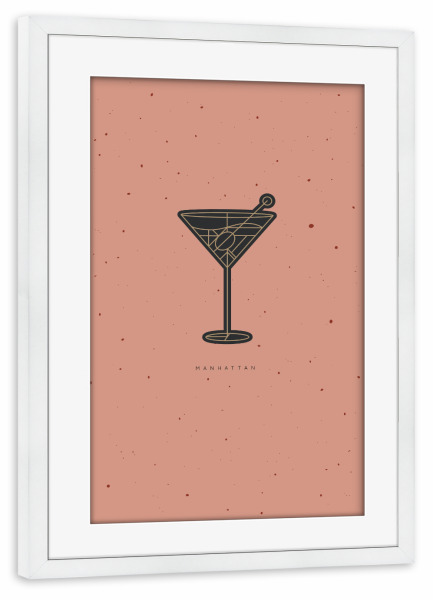 Poster mit Rahmen weiß "Art deco Manhattan cocktail" artboxONE - Essen & Trinken / Alkohol