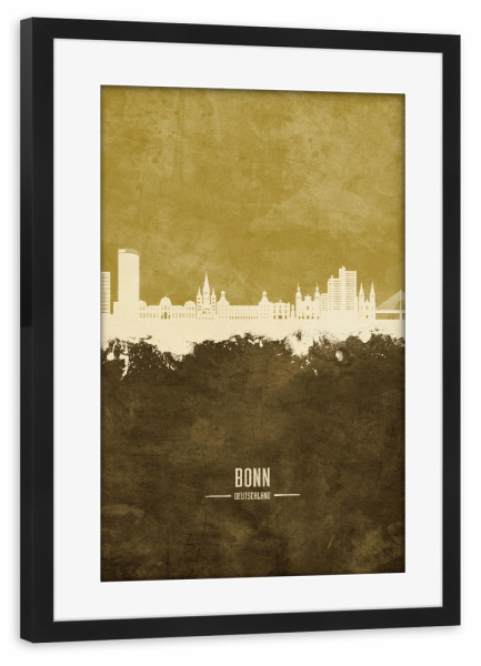Poster mit Rahmen schwarz "Bonn Germany Skyline Brown" artboxONE - Städte