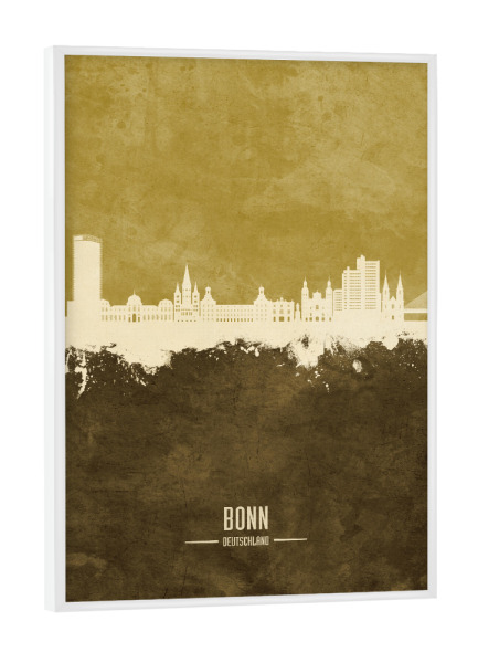 Poster mit weißem Rahmen "Bonn Germany Skyline Brown" artboxONE - Städte