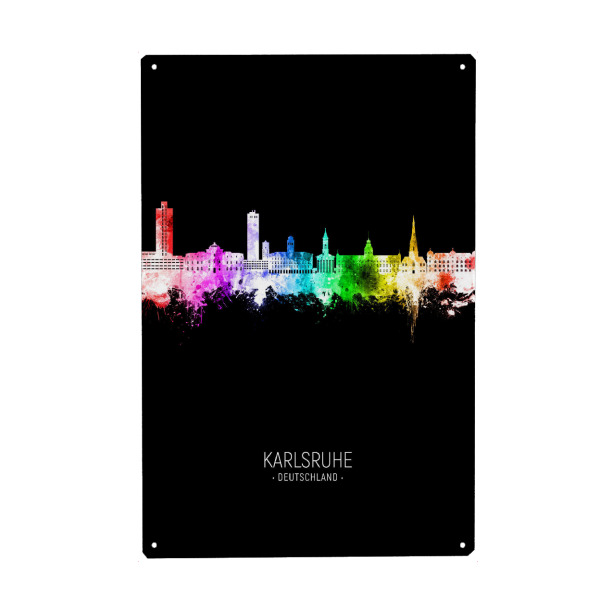 Metall Poster "Karlsruhe Skyline Colour Black" artboxONE - Städte