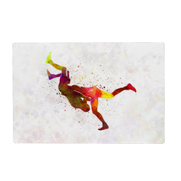 Holzbild "Wrestlers in watercolor-b" artboxONE - Sport - Sport,Sports,Color,Illustration,Watercolor,Fighter,Wrestlers,Combat,Fight,Strength