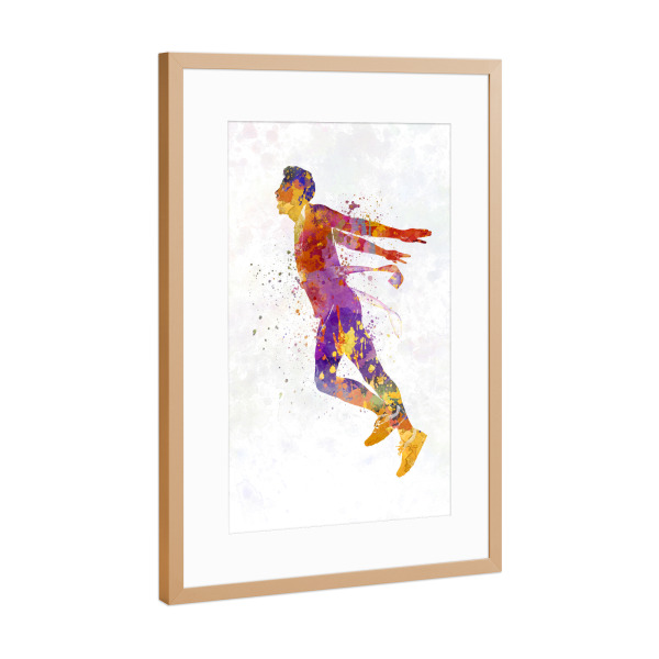 Poster mit Rahmen Kupfer "Watercolor winner runner-b" artboxONE - Sport - Sport,Sports,Watercolor,Runner,Winner,Running,Olympic,Goal,Man,Men
