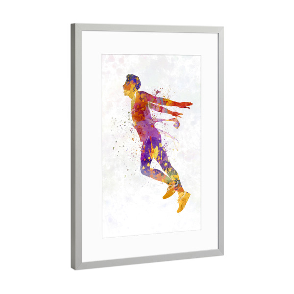 Poster mit Rahmen Silber "Watercolor winner runner-b" artboxONE - Sport - Sport,Sports,Watercolor,Runner,Winner,Running,Olympic,Goal,Man,Men