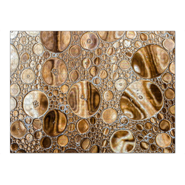 Puzzle Ravensburger "Öl in wasser - braun" artboxONE - Abstrakt - Braun,Wasser,öl,Blasen,Abstrakt,Kunst,Nahaufnahme,Makro,Holz,Makrofotografie