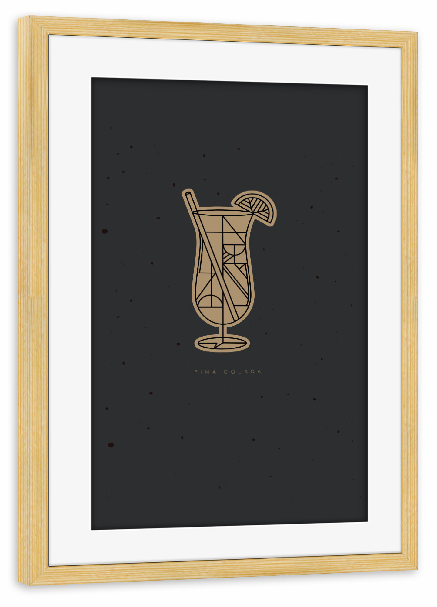 Poster mit Rahmen kiefer "Art deco Pina Colada dark" artboxONE - Essen & Trinken / Alkohol