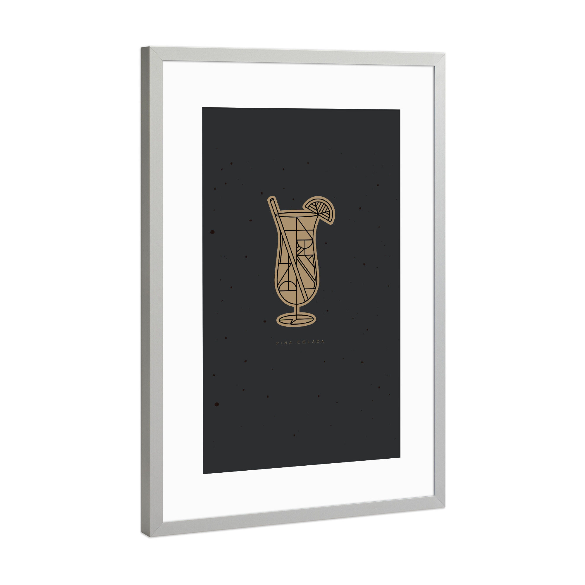 Poster mit Rahmen Silber "Art deco Pina Colada dark" artboxONE - Essen & Trinken / Alkohol