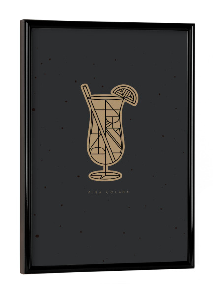 Poster mit schwarzem Rahmen "Art deco Pina Colada dark" artboxONE - Essen & Trinken / Alkohol