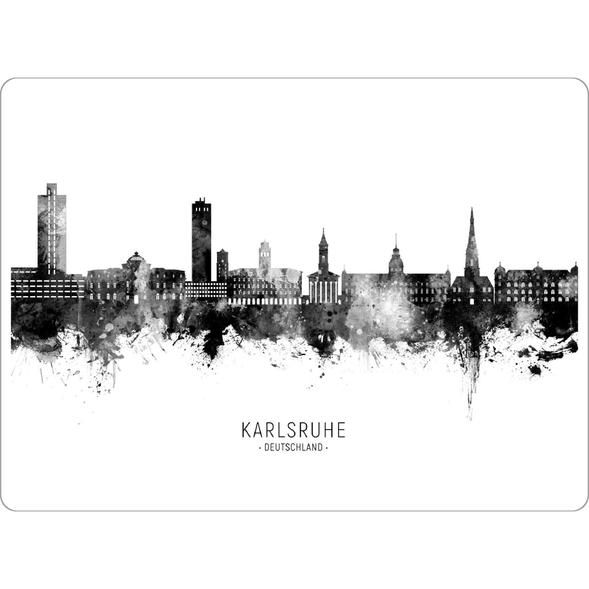 Tischset "Karlsruhe Germany Skyline BW Text" artboxONE - Städte,Schwarzweiß