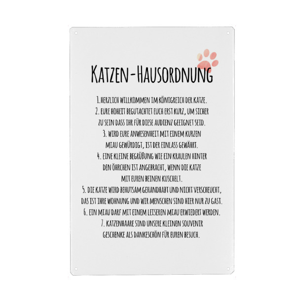 Holzbild "Katzen Hausordnung" artboxONE - Typografie,Für Mama,Für Papa,Lustig