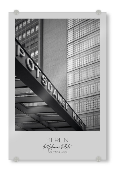 Acrylglasbild "Im Fokus: BERLIN Potsdamer Platz" artboxONE - Städte / Berlin,Schwarzweiß,Architektur