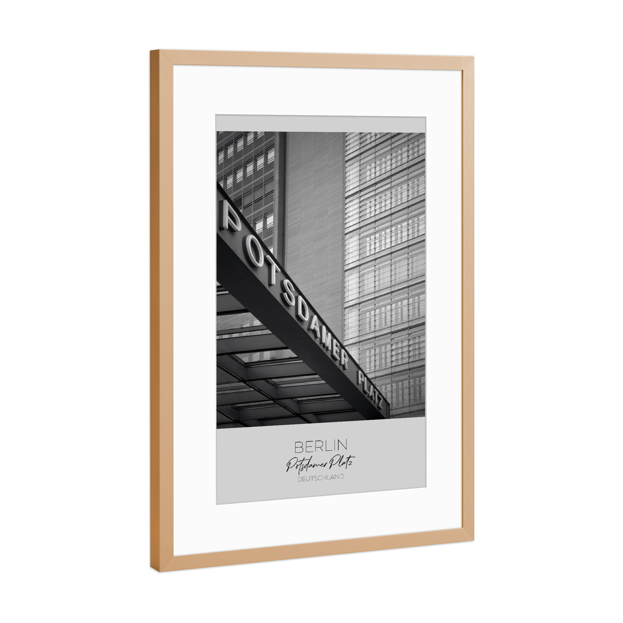 Poster mit Rahmen Kupfer "Im Fokus: BERLIN Potsdamer Platz" artboxONE - Städte / Berlin,Schwarzweiß,Architektur