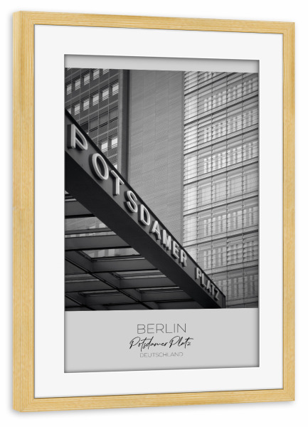 Poster mit Rahmen kiefer "Im Fokus: BERLIN Potsdamer Platz" artboxONE - Städte / Berlin,Schwarzweiß,Architektur