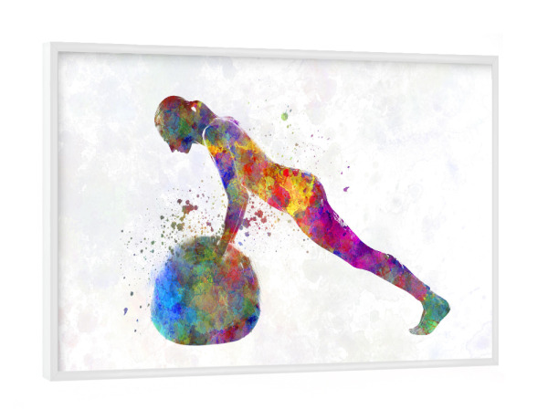 Poster mit weißem Rahmen "Watercolor fitness-g" artboxONE - Sport - Sport,Sports,Watercolor,Fitness,Gym,Exercise,Athlete,Gymnast,Olympic