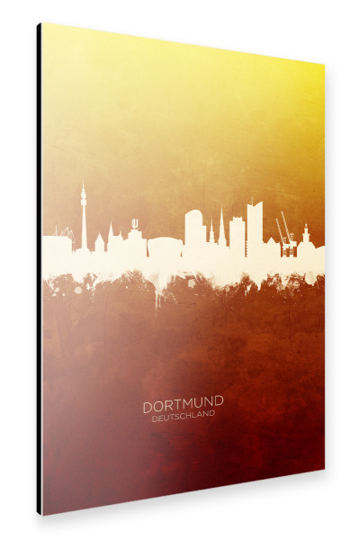 Alu-Dibond "Dortmund Skyline RedYellow" 30x20 cm artboxONE