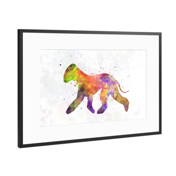 Poster mit Rahmen Schwarz (Metallic) "Bedlington Terrier in watercolor" artboxONE - Tiere