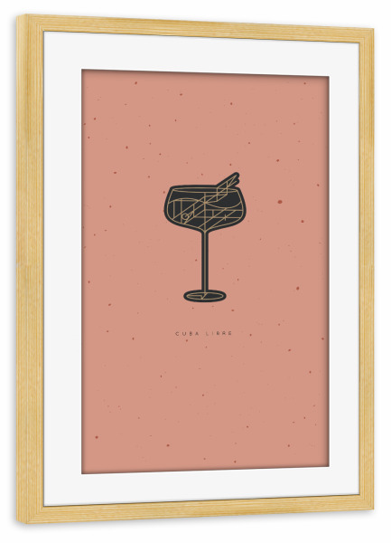 Poster mit Rahmen kiefer "Art deco cuba libre cocktail" artboxONE - Essen & Trinken / Alkohol