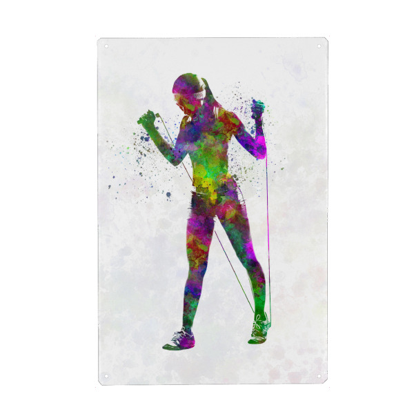 Holzbild "Fitness in watercolor-i" artboxONE - Sport - Sport,Sports,Watercolor,Athlete,Fitness,Gymnastics,Gym,Bodybuilding,Exercise