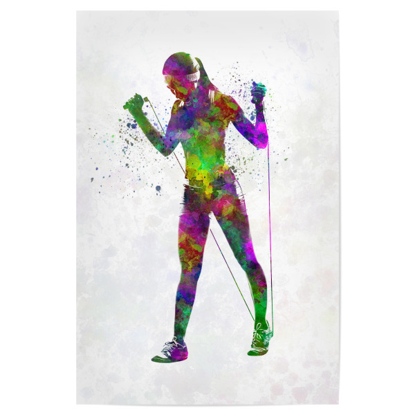 Poster 30x20 cm "Fitness in watercolor-i" artboxONE - Sport - Sport,Sports,Watercolor,Athlete,Fitness,Gymnastics,Gym,Bodybuilding,Exercise