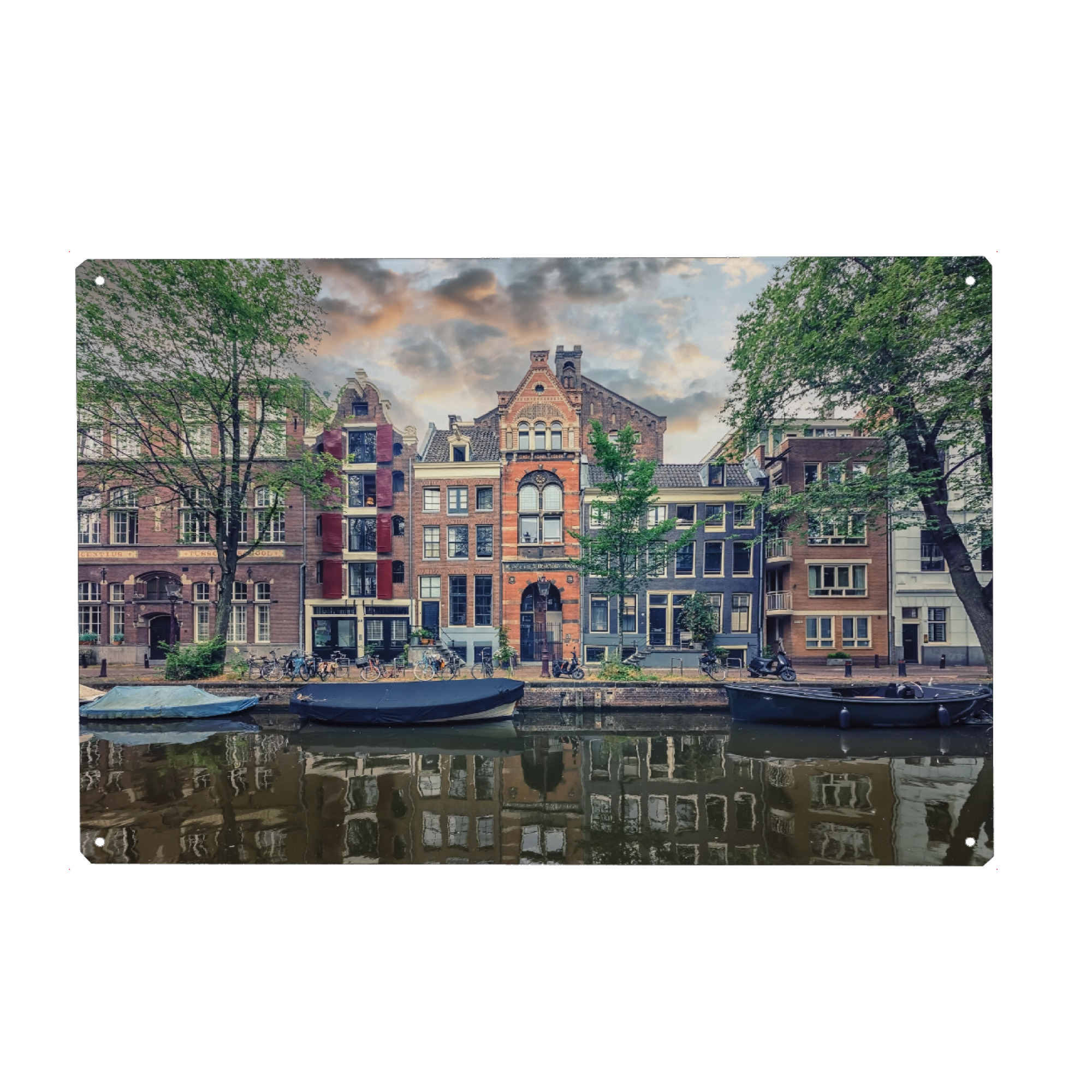 Holzbild "Sunset In Amsterdam" artboxONE - Städte,Reise,Architektur,Reise / Länder,Städte / Amsterdam