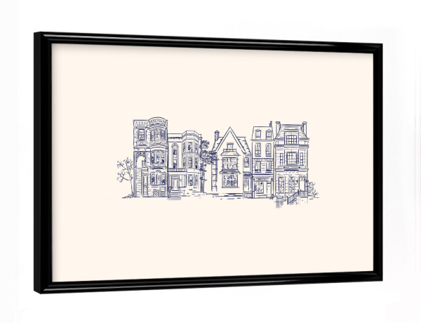 Poster mit schwarzem Rahmen "House victorian old beige" artboxONE - Städte,Architektur