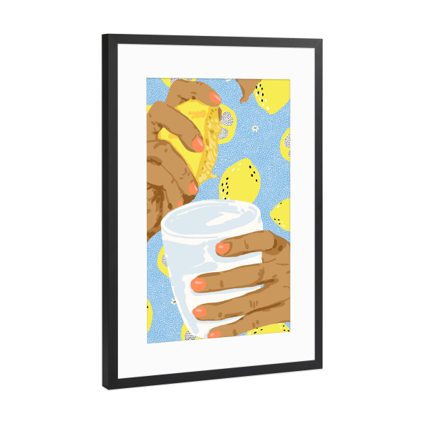 Poster mit Rahmen Schwarz (Metallic) "Squeeze The Day" artboxONE - Essen & Trinken