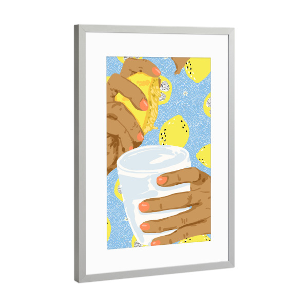 Poster mit Rahmen Silber "Squeeze The Day" artboxONE - Essen & Trinken