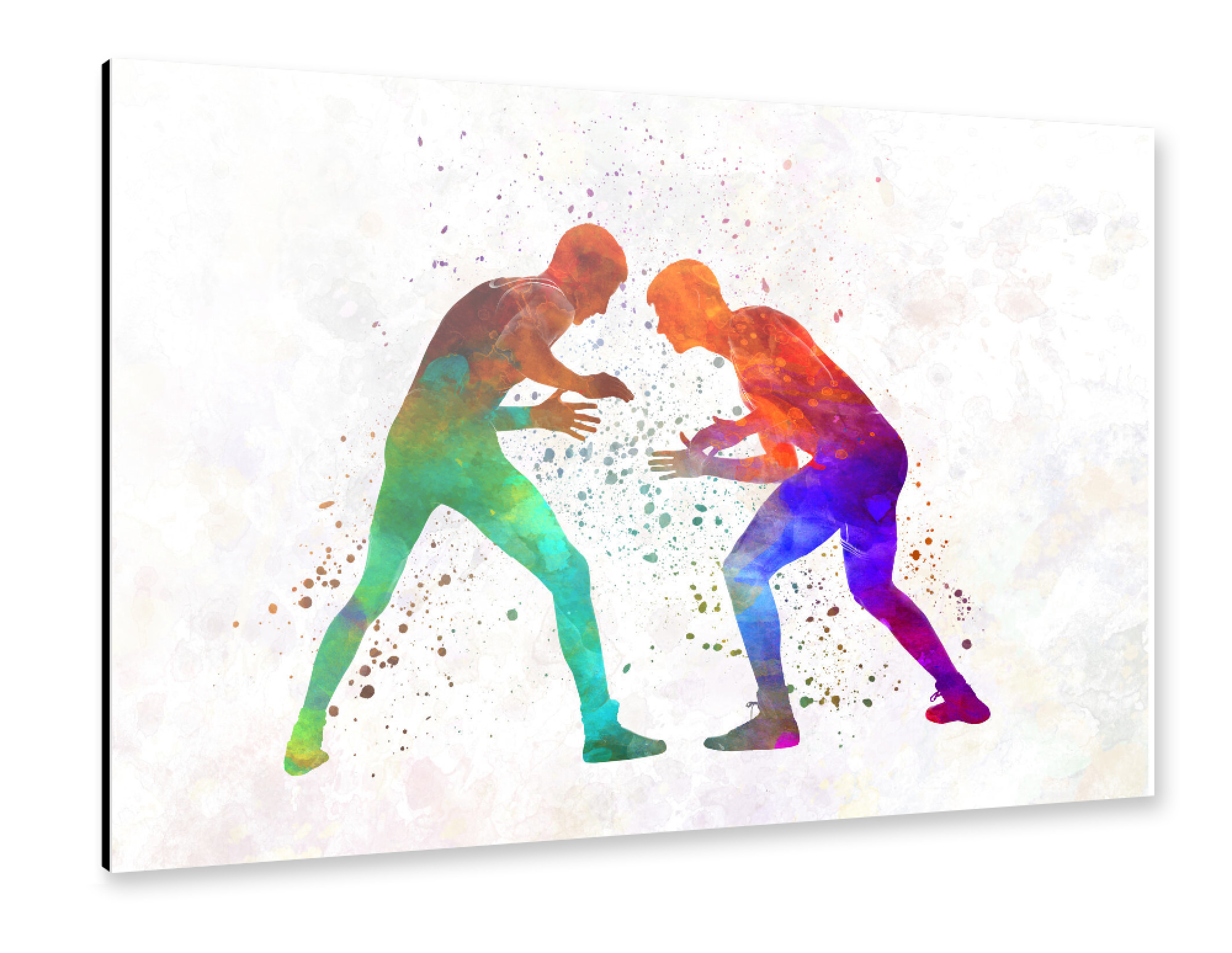 Alu-Dibond "Wrestlers in watercolor" 75x50 cm artboxONE