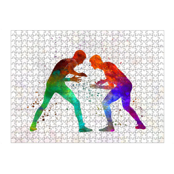 Puzzle Ravensburger "Wrestlers in watercolor" artboxONE - Sport - Sport,Sports,Color,Illustration,Watercolor,Fighter,Wrestlers,Combat,Fight,Strength
