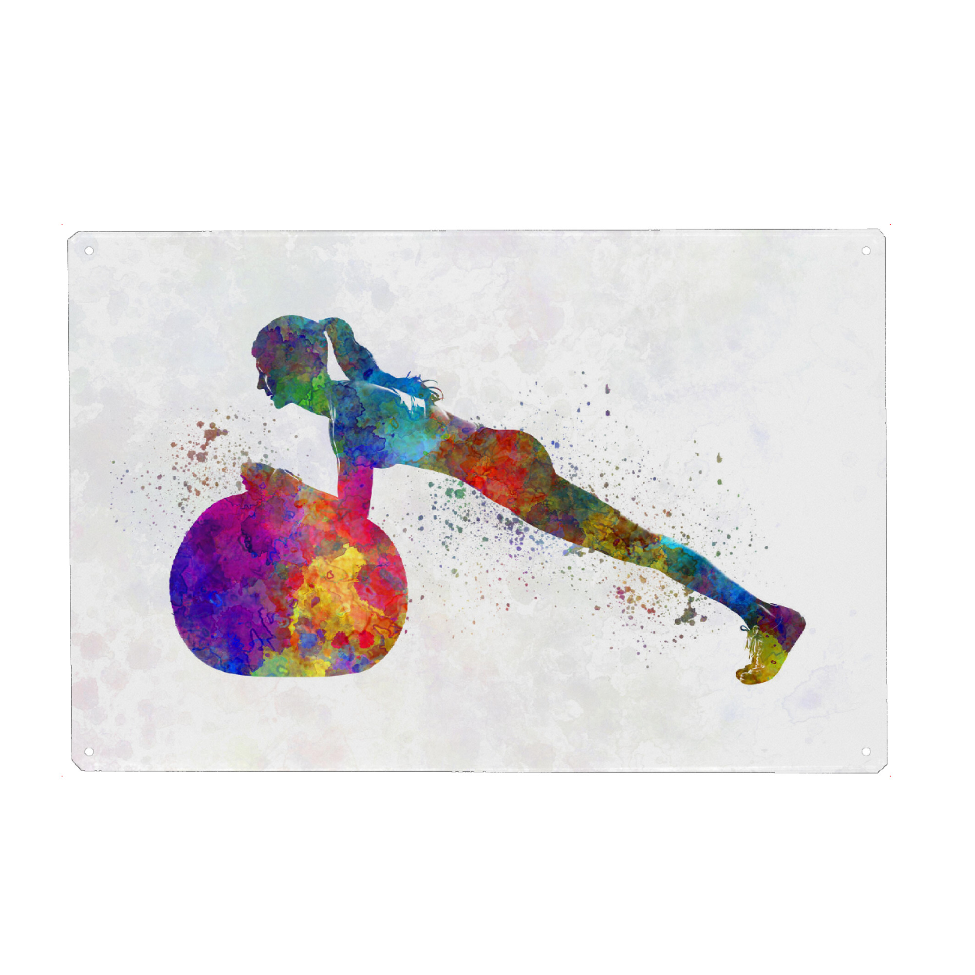 Holzbild "Watercolor fitness-d" artboxONE - Sport - Sport,Sports,Watercolor,Fitness,Gym,Exercise,Athlete,Gymnast,Olympic