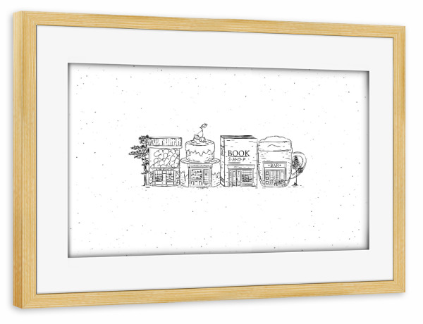 Poster mit Rahmen kiefer "Storefronts pharmacy,confectionery" artboxONE - Städte,Essen & Trinken,Architektur