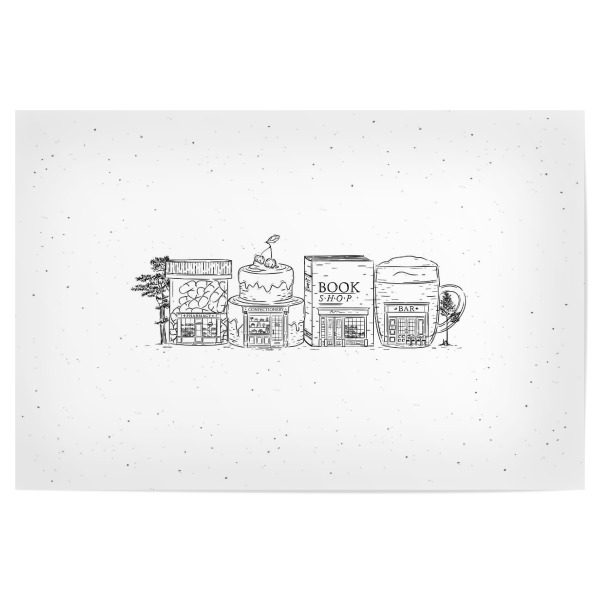 Poster 30x20 cm "Storefronts pharmacy,confectionery" artboxONE - Städte,Essen & Trinken,Architektur