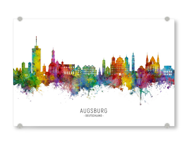 Acrylglasbild "Augsburg Germany Skyline txt" artboxONE - Städte