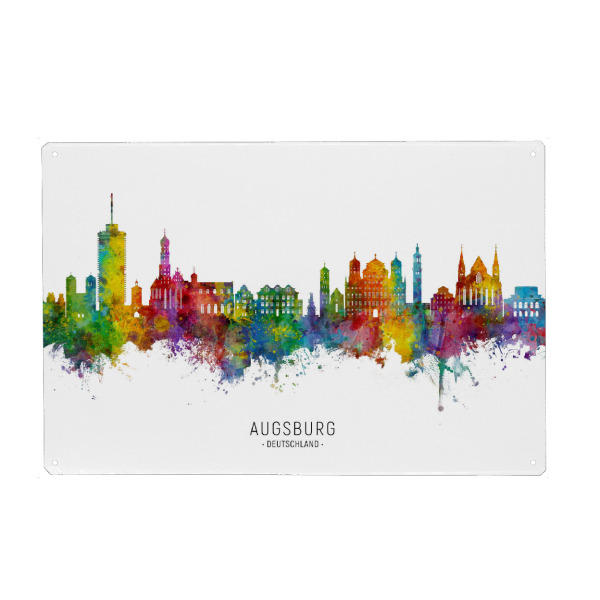 Metall Poster "Augsburg Germany Skyline txt" artboxONE - Städte