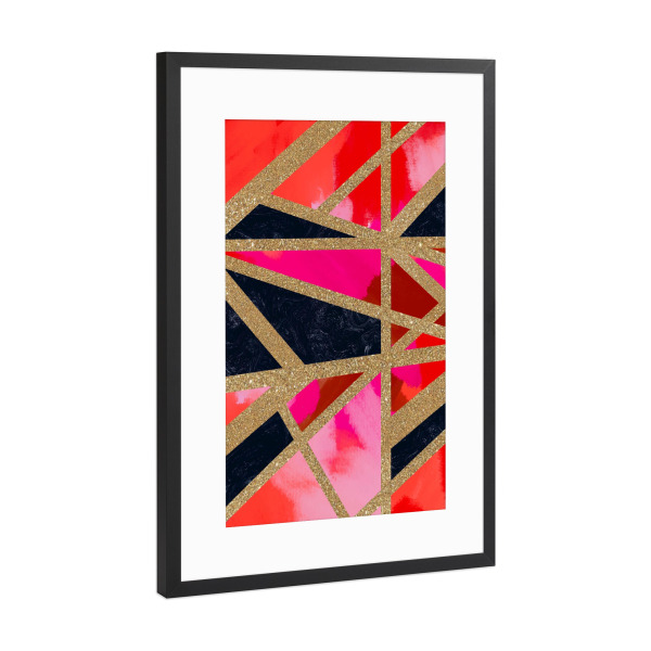 Poster mit Rahmen Schwarz (Metallic) "Loftstyle" artboxONE - Abstrakt - Lofststyle,Collage,Rot,Red,Gold,Bunt,Colorful