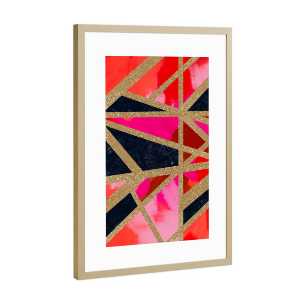Poster mit Rahmen Gold "Loftstyle" artboxONE - Abstrakt - Lofststyle,Collage,Rot,Red,Gold,Bunt,Colorful