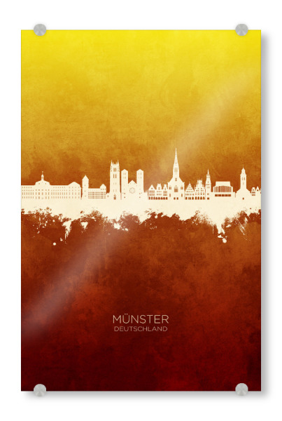 Acrylglasbild "Münster Germany Skyline RedYellow" artboxONE - Städte