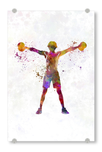 Acrylglasbild "Watercolor fitness-l" artboxONE - Sport - Sport,Sports,Watercolor,Fitness,Gym,Exercise,Athlete,Gymnast,Olympic