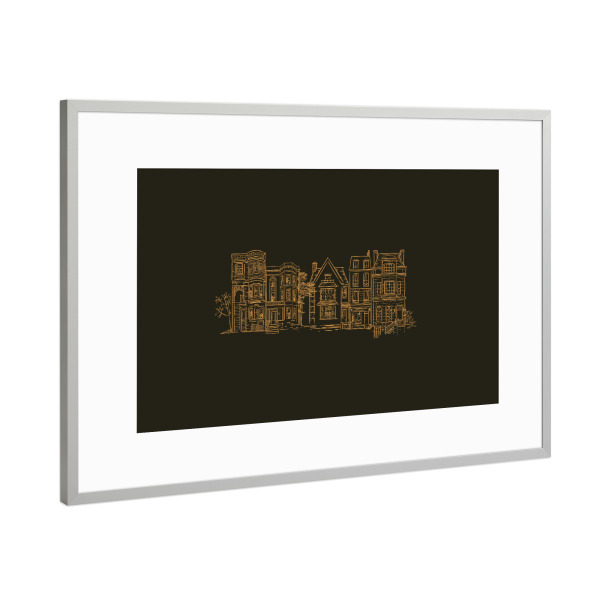 Poster mit Rahmen Silber "House victorian old brown" artboxONE - Städte,Architektur