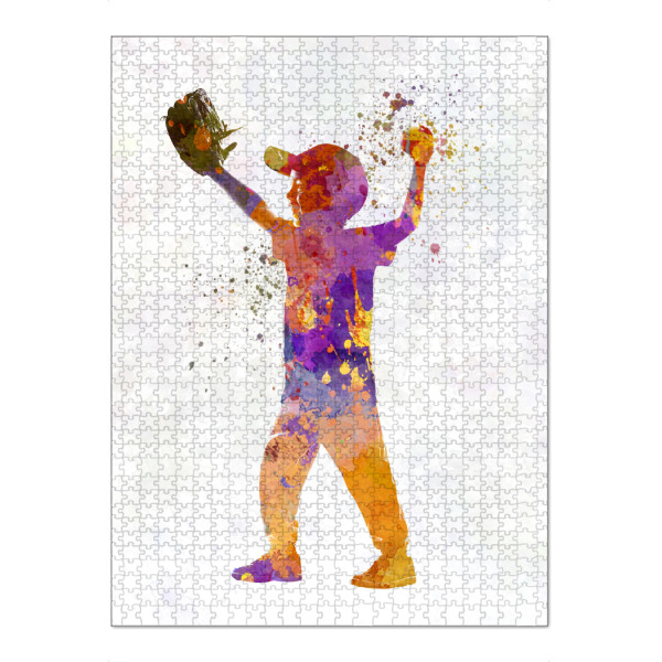 Puzzle Ravensburger "Watercolor kids baseball-d" artboxONE - Sport - Sport,Sports,Watercolor,Athlete,Baseball,Child,Bat,Ball,America - Bild sport