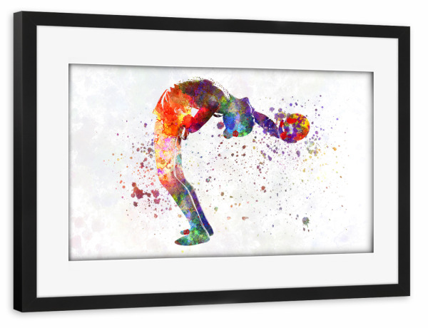 Poster mit Rahmen schwarz "Rhythmic gymnastics in watercolor" artboxONE - Sport