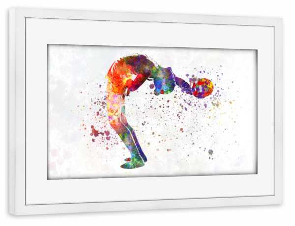 Poster mit Rahmen weiß "Rhythmic gymnastics in watercolor" artboxONE - Sport