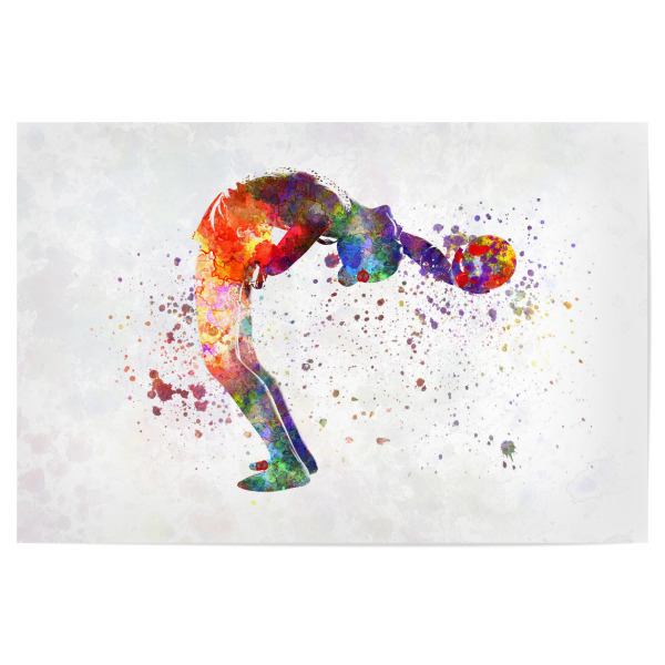 Poster 30x20 cm "Rhythmic gymnastics in watercolor" artboxONE - Sport - Sport,Sports,Watercolor,Rhythmic gymnastics,Exercise,Olympic,Gymnast,Jump