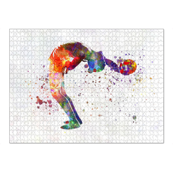 Puzzle Ravensburger "Rhythmic gymnastics in watercolor" artboxONE - Sport - Sport,Sports,Watercolor,Rhythmic gymnastics,Exercise,Olympic,Gymnast,Jump